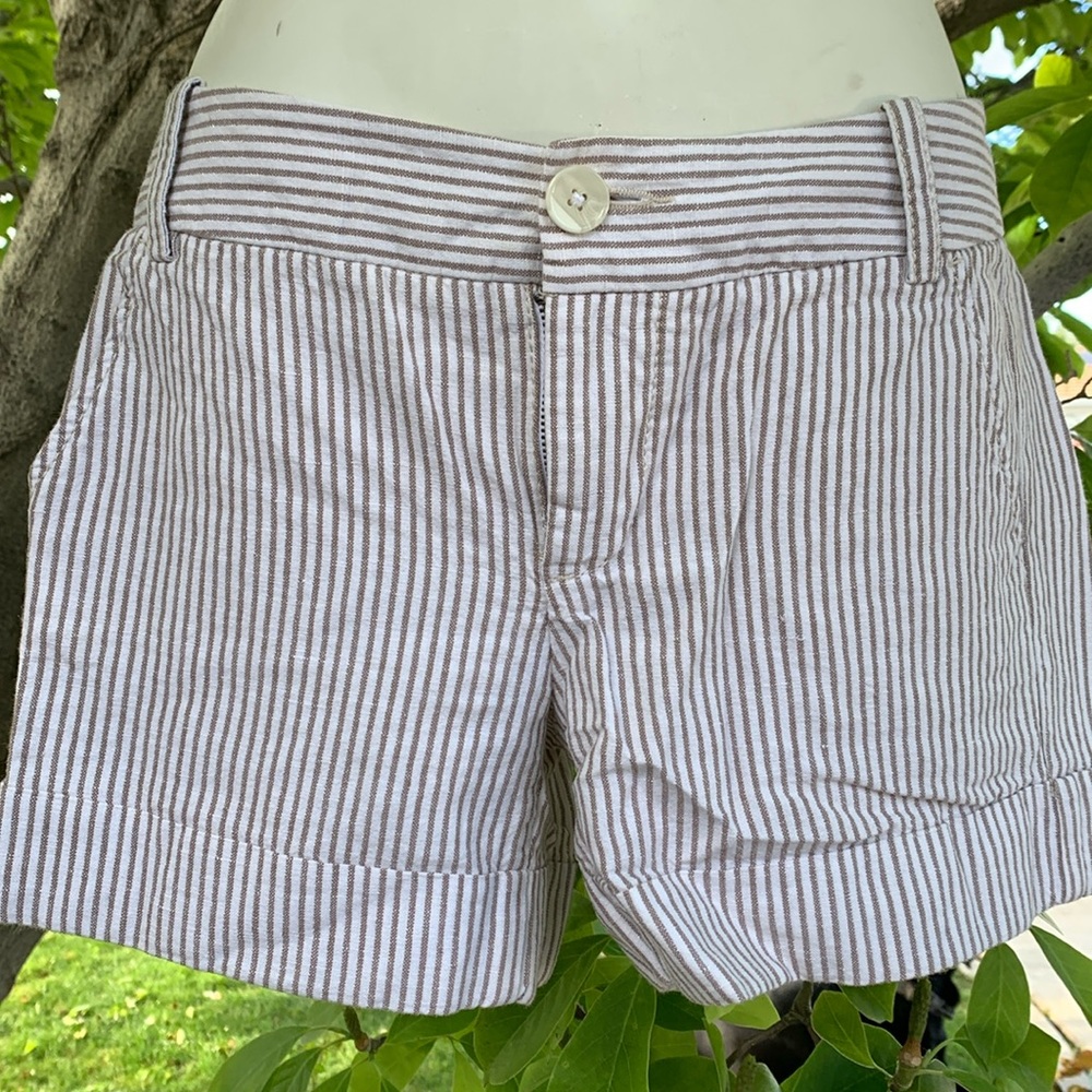 Express  Linen and cotton striped shorts